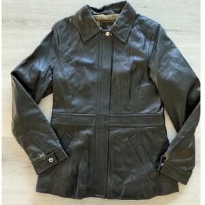 Coach Womens Black Leather Jacket Small Insulated Lined New Without Tags‎